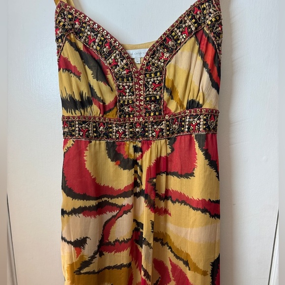 NWT Vintage Y2K Rocha. John Rocha Beaded Red Cream Sleeveless Slip Maxi Dress 14 - Picture 6 of 16